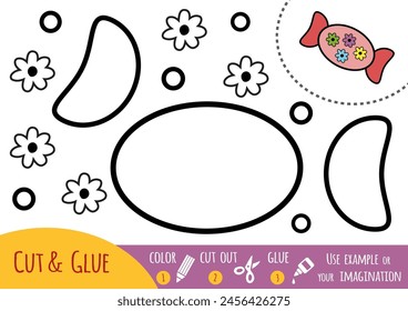 Education paper game for children, Candy. Use scissors and glue to create the image.