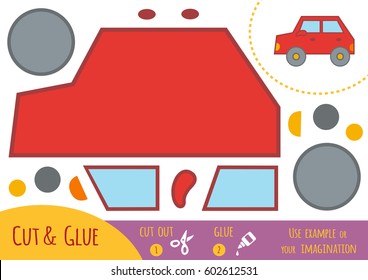 Education paper game for children, Car. Use scissors and glue to create the image.