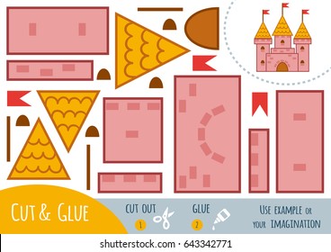 Education paper game for children, Castle. Use scissors and glue to create the image.