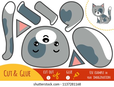 Education paper game for children, Cat. Use scissors and glue to create the image.