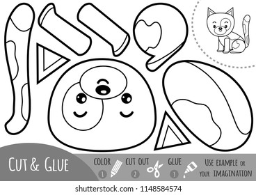 Education paper game for children, Cat. Use scissors and glue to create the image.