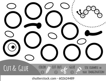 Education paper game for children, Caterpillar. Use scissors and glue to create the image.