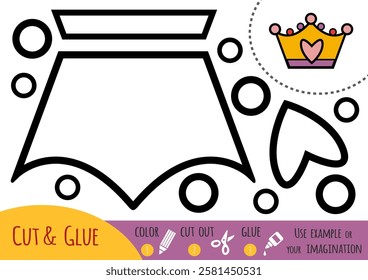 Education paper game for children, Crown. Use scissors and glue to create the image.