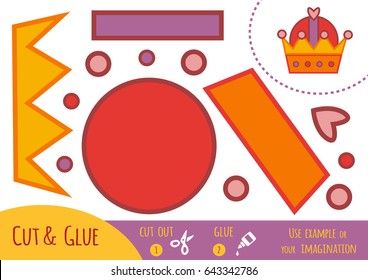 Education paper game for children, Crown. Use scissors and glue to create the image.