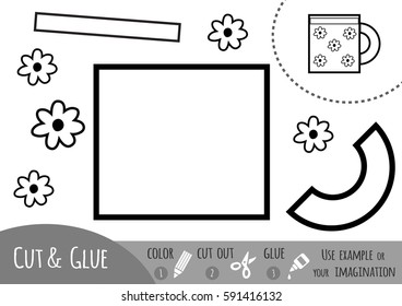 Education paper game for children, Cup. Use scissors and glue to create the image.