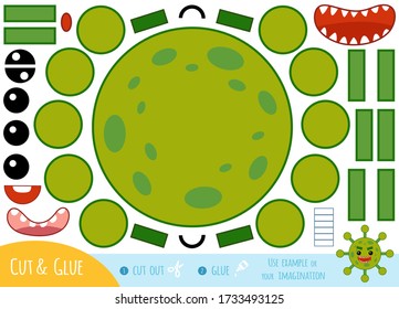 Education paper game for children, Cute bacteria and virus character. Create a funny face for cartoon character. Use scissors and glue to create the image.