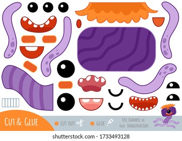 Education paper game for children, Cute bacteria and virus character. Create a funny face for cartoon character. Use scissors and glue to create the image.