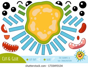 Education paper game for children, Cute bacteria and virus character. Create a funny face for cartoon character. Use scissors and glue to create the image.