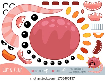 Education paper game for children, Cute bacteria and virus character. Create a funny face for cartoon character. Use scissors and glue to create the image.