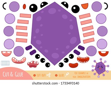 Education paper game for children, Cute bacteria and virus character. Create a funny face for cartoon character. Use scissors and glue to create the image.