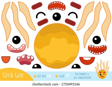 Education paper game for children, Cute bacteria and virus character. Create a funny face for cartoon character. Use scissors and glue to create the image.