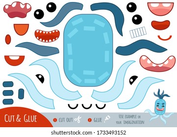 Education paper game for children, Cute bacteria and virus character. Create a funny face for cartoon character. Use scissors and glue to create the image.