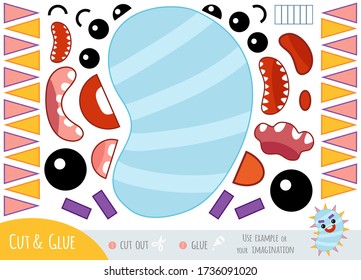 Education paper game for children, Cute bacteria and virus character. Create a funny face for cartoon character. Use scissors and glue to create the image.