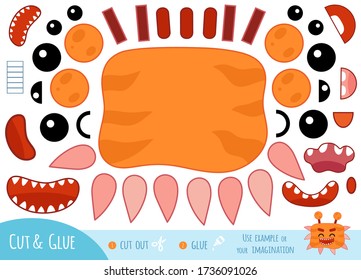 Education paper game for children, Cute bacteria and virus character. Create a funny face for cartoon character. Use scissors and glue to create the image.