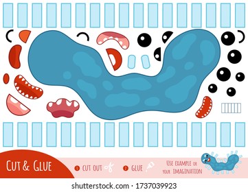 Education paper game for children, Cute bacteria and virus character. Create a funny face for cartoon character. Use scissors and glue to create the image.