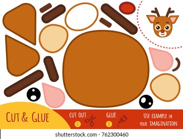 Education paper game for children, Deer. Use scissors and glue to create the image.