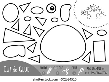 Education paper game for children, Dinosaur. Use scissors and glue to create the image.