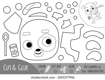 Education paper game for children, Dog. Use scissors and glue to create the image.