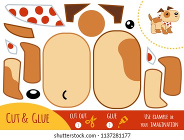 Education paper game for children, Dog. Use scissors and glue to create the image.