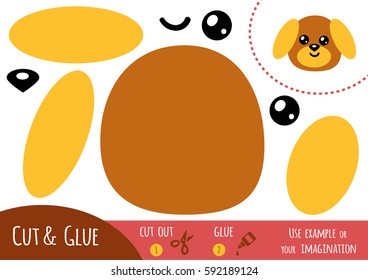 Education paper game for children, Dog. Use scissors and glue to create the image.