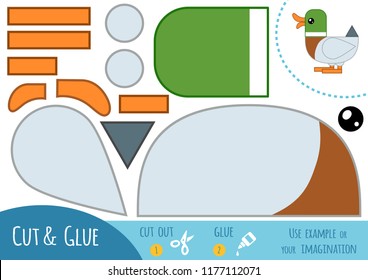 Education paper game for children, Drake. Use scissors and glue to create the image.