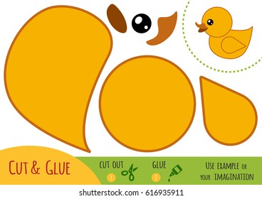 Education paper game for children, Duck. Use scissors and glue to create the image.