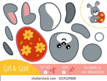 Education paper game for children, Easter rabbit and egg. Use scissors and glue to create the image.