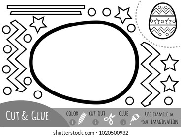 Education paper game for children, Easter egg. Use scissors and glue to create the image.