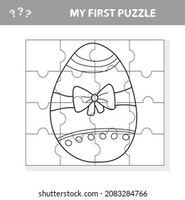 Education paper game for children, Easter egg. My first puzzle game for kids - Coloring page