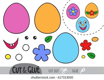 Education paper game for children, Easter Egg. Use scissors and glue to create the image.