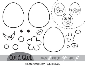 Education paper game for children, Easter Egg. Use scissors and glue to create the image.