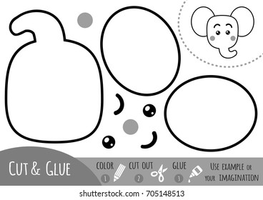 Education paper game for children, Elephant. Use scissors and glue to create the image.