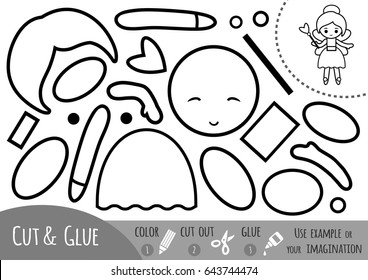 Education paper game for children, Fairy. Use scissors and glue to create the image.