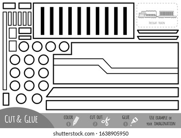 Education paper game for children, Freight train. Use scissors and glue to create the image.