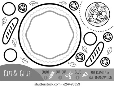 Education paper game for children, Fried egg. Use scissors and glue to create the image.