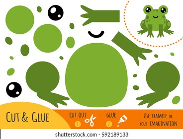 Education paper game for children, Frog. Use scissors and glue to create the image.