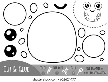 Education paper game for children, Frog. Use scissors and glue to create the image.