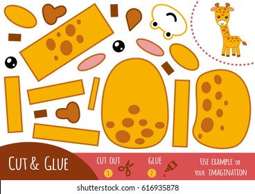 Education paper game for children, Giraffe. Use scissors and glue to create the image.