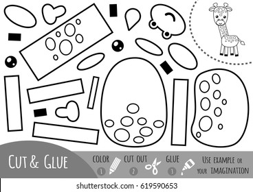 Education paper game for children, Giraffe. Use scissors and glue to create the image.