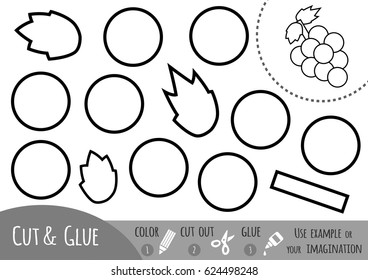 Education paper game for children, Grapes. Use scissors and glue to create the image.
