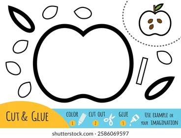 Education paper game for children, Half an apple. Cut and glue activity game. Use scissors and glue to create the image.