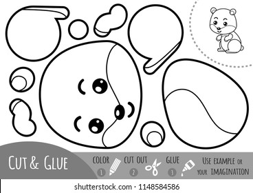 Education paper game for children, Hamster. Use scissors and glue to create the image.