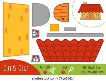 Education paper game for children, House. Use scissors and glue to create the image.