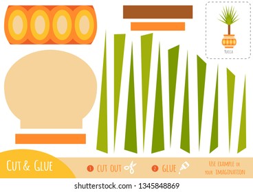 Education paper game for children, Houseplant, Yucca. Use scissors and glue to create the image.