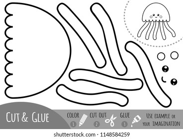 Education Paper Game For Children, Jelly Fish. Use Scissors And Glue To Create The Image.