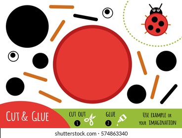 Education paper game for children, Ladybug. Use scissors and glue to create the image.