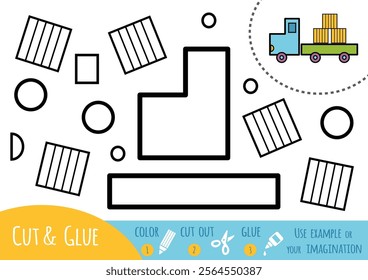 Education paper game for children, Lorry. Use scissors and glue to create the image.