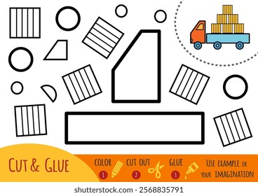 Education paper game for children, Lorry. Use scissors and glue to create the image.