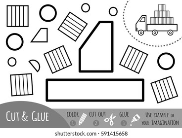 Education paper game for children, Lorry. Use scissors and glue to create the image.