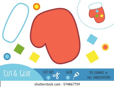Education paper game for children, Mitten. Use scissors and glue to create the image.